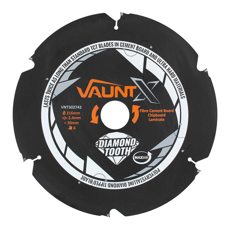 Vaunt X1310044 X 216mm x 30mm 6 Diamond Teeth PCD Circular Saw Blade