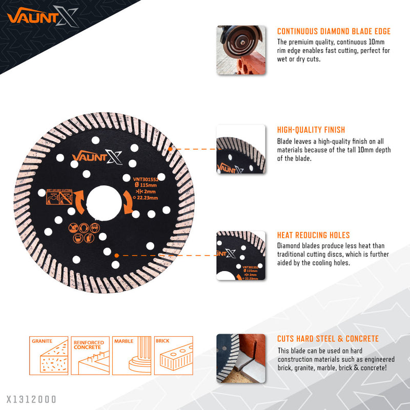 Vaunt X1312000 X Diamond Blade Turbo General Purpose 115mm