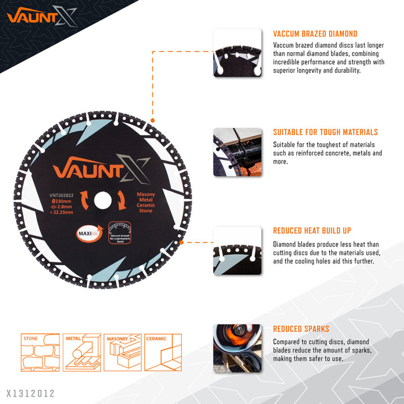 Vaunt X1312012 X Diamond Blade Turbo Multi-Purpose 230mm