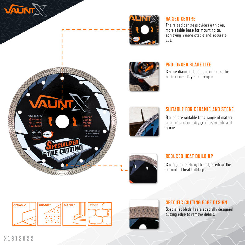 Vaunt X1312022 X Diamond Specialist Tile Cutting Blade 180mm