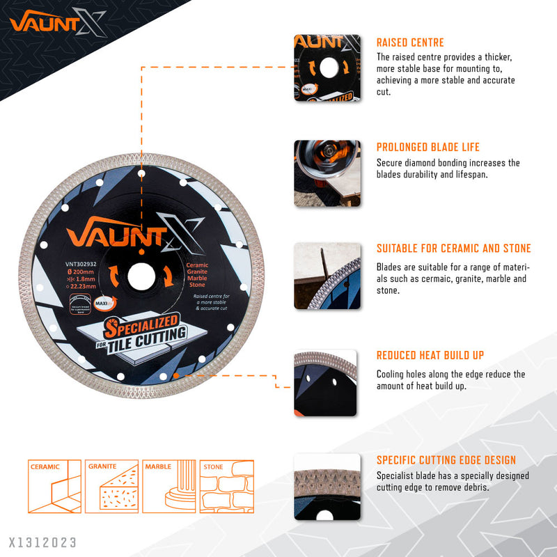 Vaunt X1312023 X Diamond Specialist Tile Cutting Blade 200mm