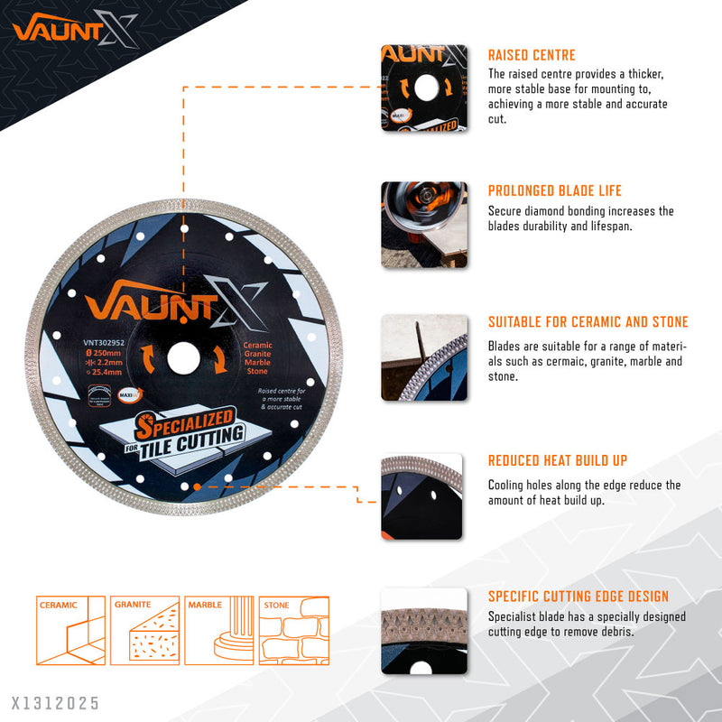 Vaunt X1312025 X Diamond Specialist Tile Cutting Blade 250mm