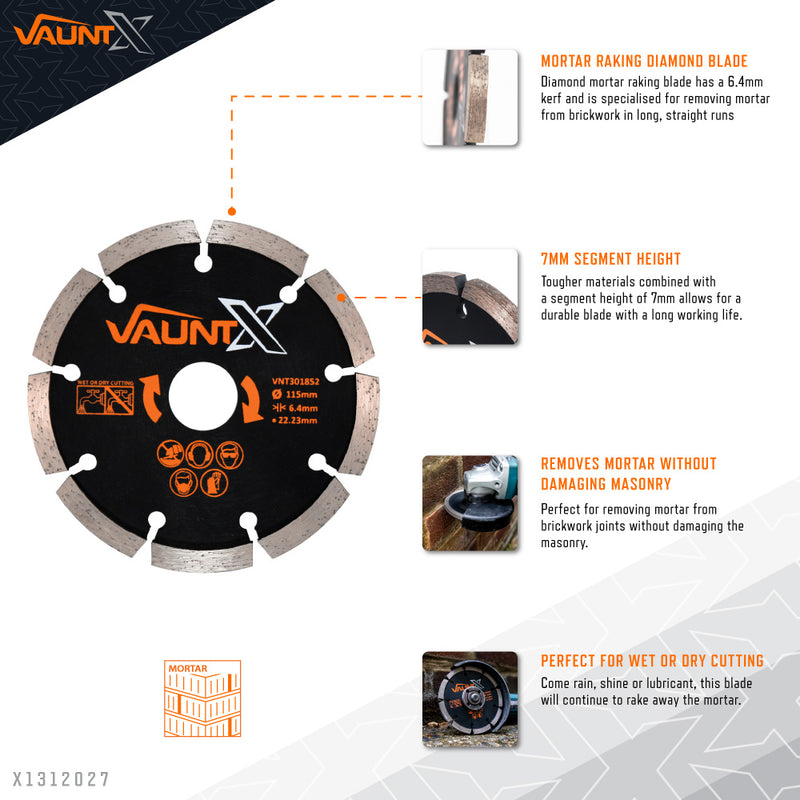 Vaunt X1312027 X Diamond Mortar Raking Blade 115mm