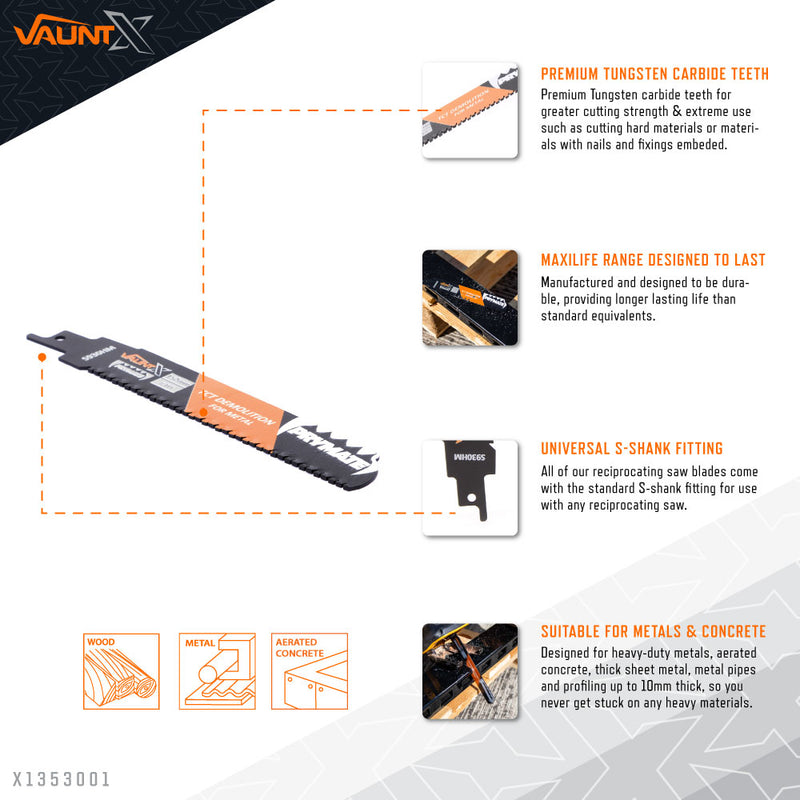 Vaunt X1353001 X 152mm TCT Demolition Heavy Duty Reciprocating Saw Blade for Metal (S930HM)