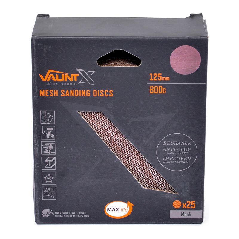 Vaunt X1357012 X 125mm 800 Grit Mesh Net Sanding Discs - Pack of 25