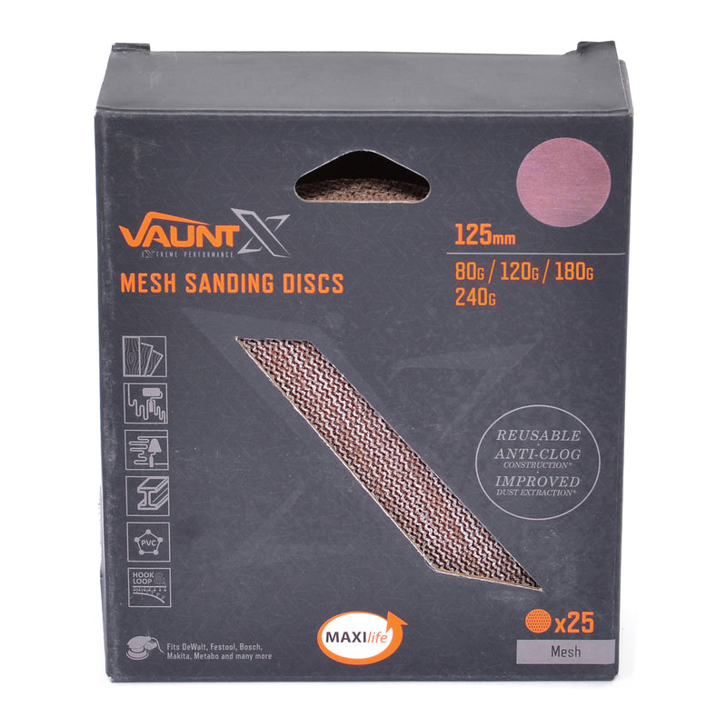 Vaunt X1357013 X 125mm Assorted Grits Mesh Net Sanding Discs - Pack of 25