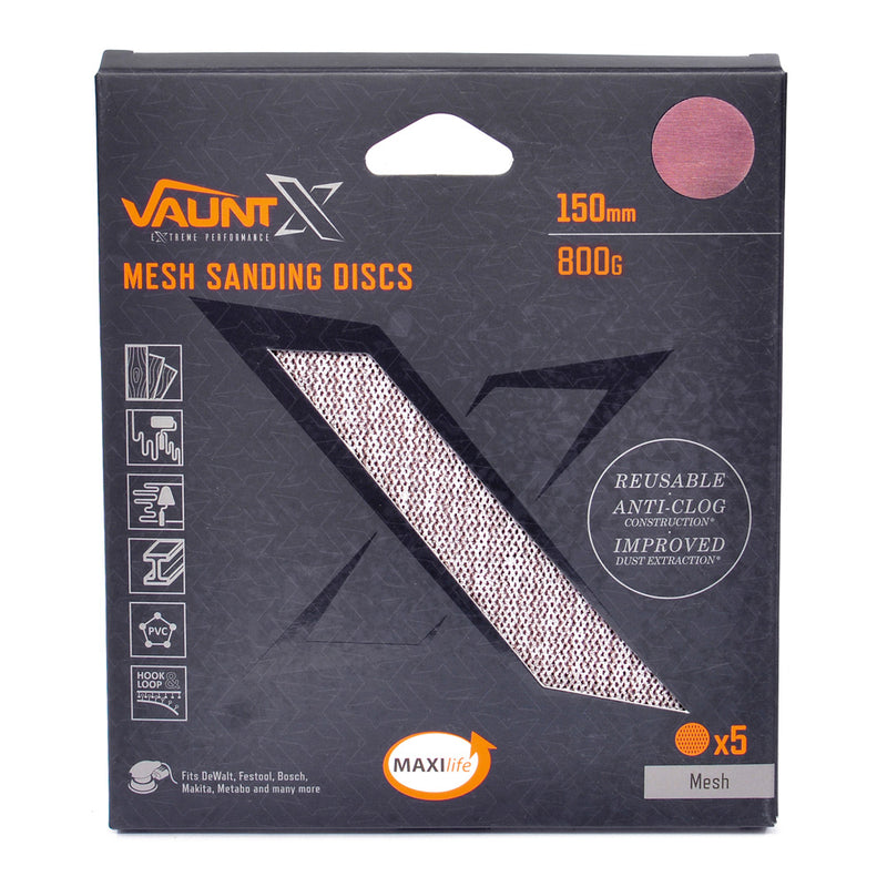 Vaunt X1357035 X 150mm 800 Grit Mesh Net Sanding Discs - Pack of 5