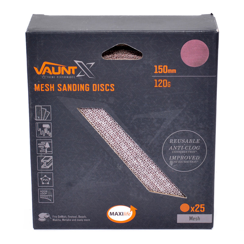 Vaunt X1357038 X 150mm 120 Grit Mesh Net Sanding Discs - Pack of 25