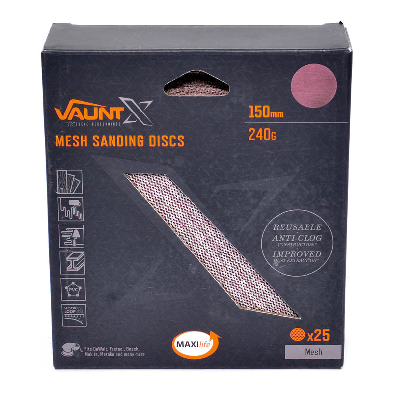Vaunt X1357040 X 150mm 240 Grit Mesh Net Sanding Discs - Pack of 25