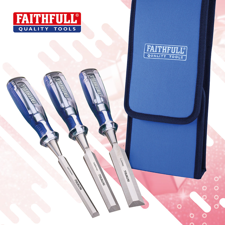 FAITHFULL CHISEL SET (3) IN WALLET - FAIWCSET3