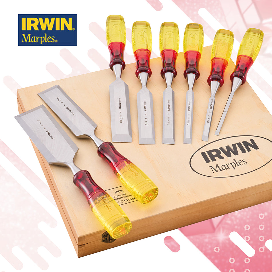 IRWIN CHISEL SET (8) IN WOODEN DISPLAY BOX - 1977911