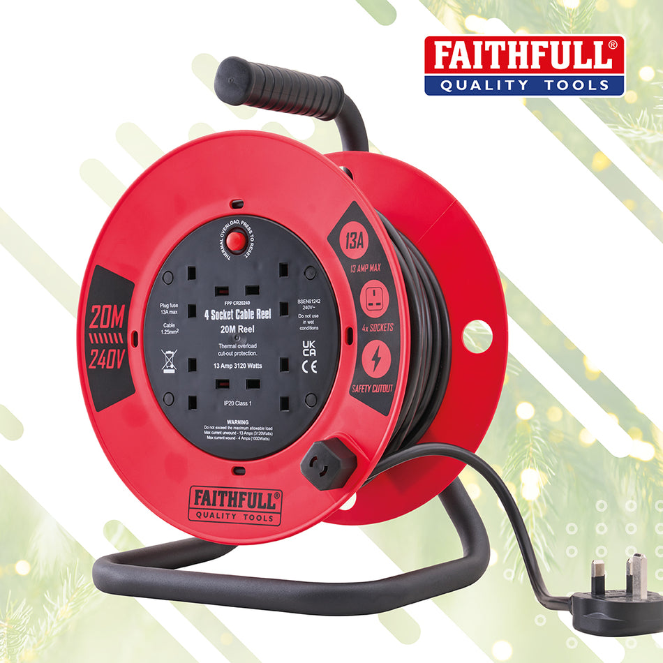 FAITHFULL CABLE REEL 20M OPEN REEL - FPPCR20240