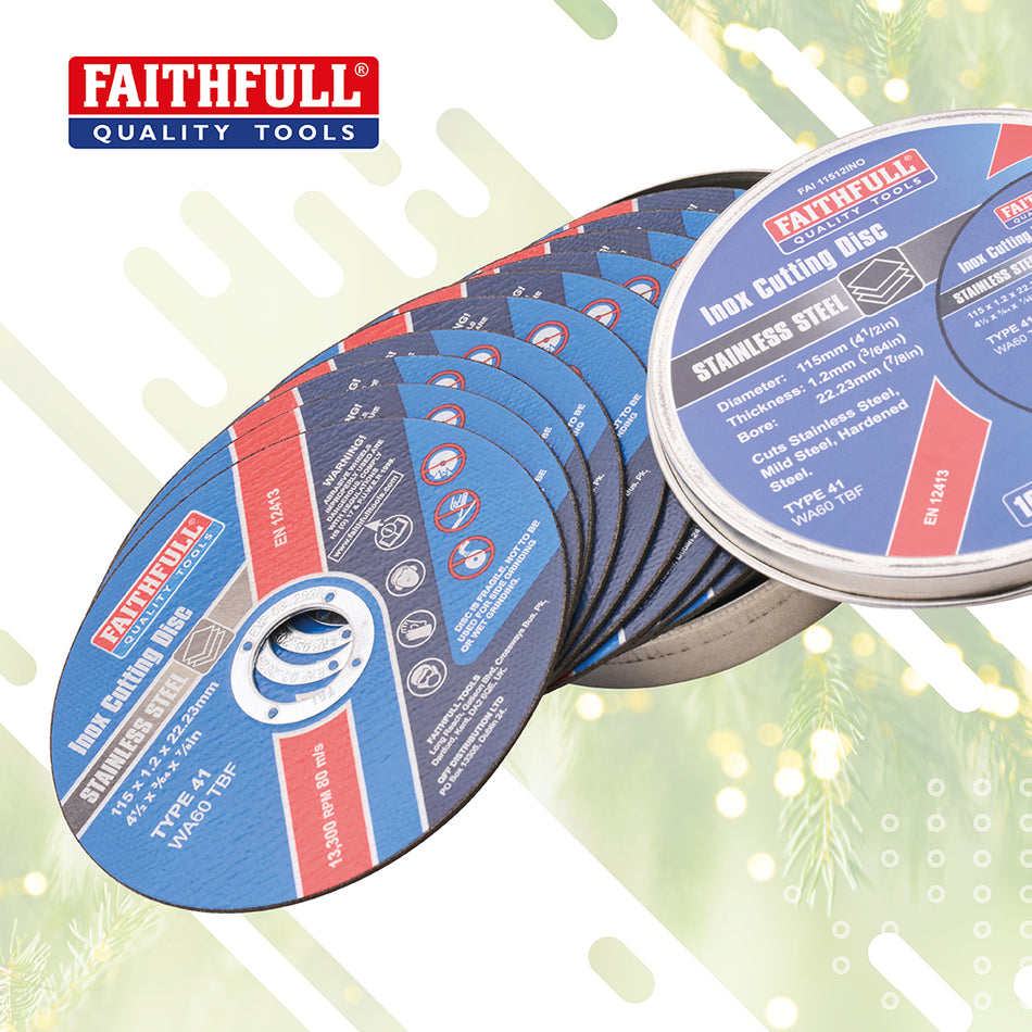 FAITHFULL METAL CUTTING DISCS INOX 115MM 10PK - FAI11512INO
