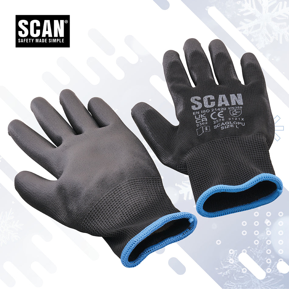SCAN PU DIPPED GLOVES (5PK) - SCAGLOPU5