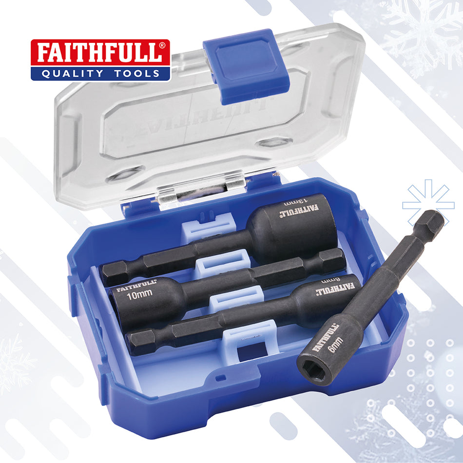 FAITHFULLL 4PC IMPACT NUT DRIVER SET (6/8/10/13mm) - FAISBMNUT4S
