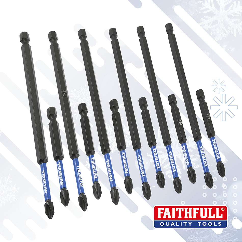 FAITHFULL Impact Screwdriver Bits 12pc - SBSET12B