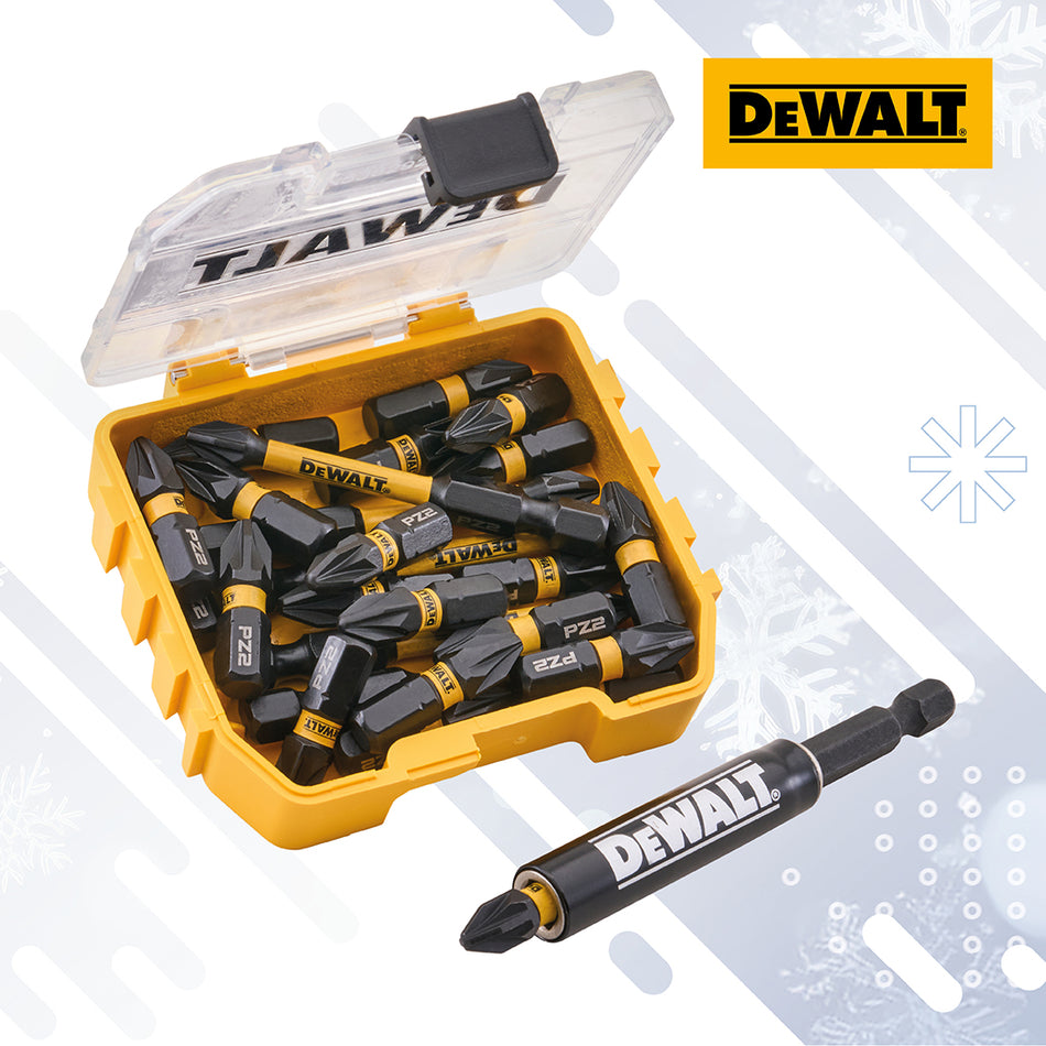 DEWALT PZ2 BIT SET 25&50MM WITH MAG ADAPTER - DEWDT70589T-QZ