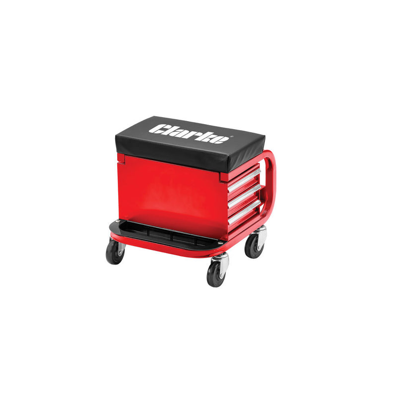 Clarke 7630141 CMUS3 Mechanics' Utility Seat with 3 Drawer Tool Box