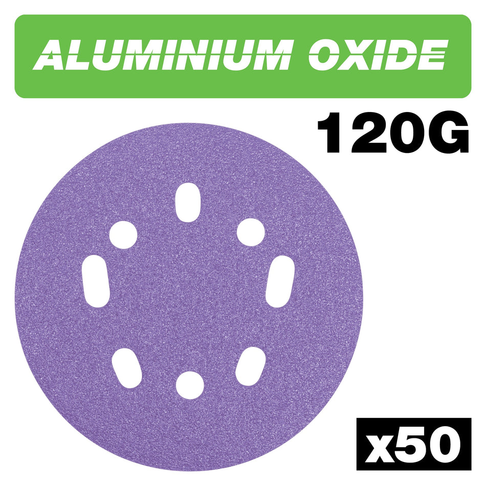 Trend Tools AB/125/120A/B Aluminium Oxide Random Orbital Sanding Disc 120 Grit 125Mm 50Pc