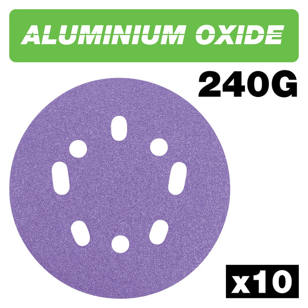 Trend Tools AB/125/240A Aluminium Oxide Random Orbital Sanding Disc 240 Grit 125Mm 10Pc