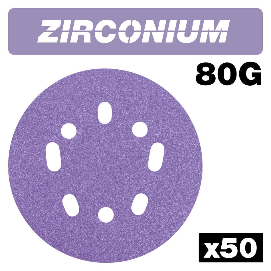 Trend Tools AB/125/80Z/B Zirconium Random Orbital Sanding Disc 50Pc 125Mm 80 Grit