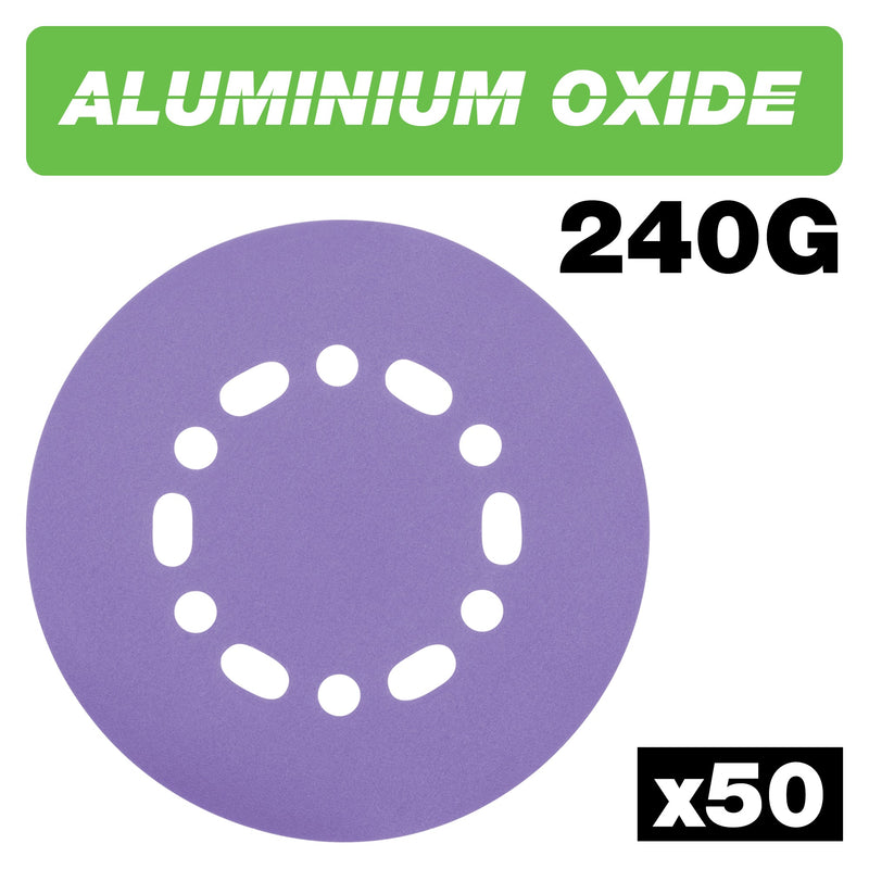 Trend Tools AB/150/240A/B Aluminium Oxide Random Orbital Sanding Disc 240 Grit 150Mm 50Pc