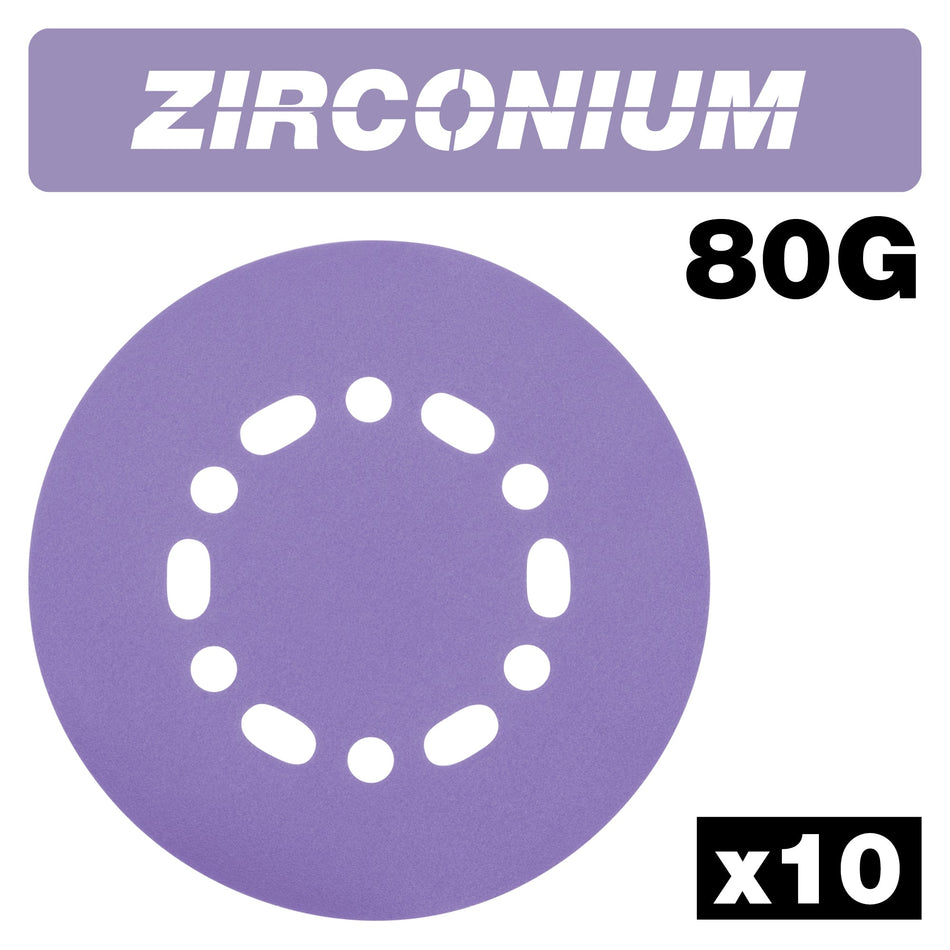Trend Tools AB/150/80Z Zirconium Random Orbital Sanding Disc 10Pc 150Mm 80 Grit