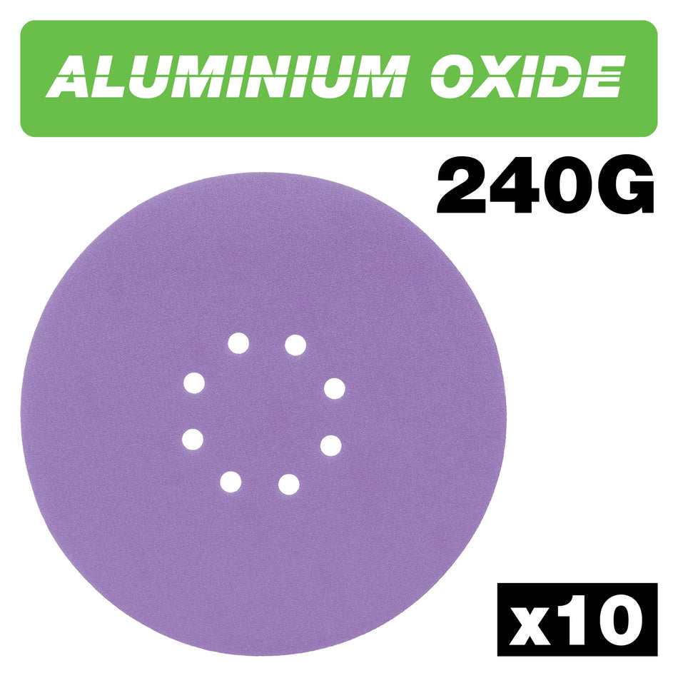 Trend Tools AB/225/240A Aluminium Oxide Random Orbital Sanding Disc 240 Grit 225Mm 10Pc