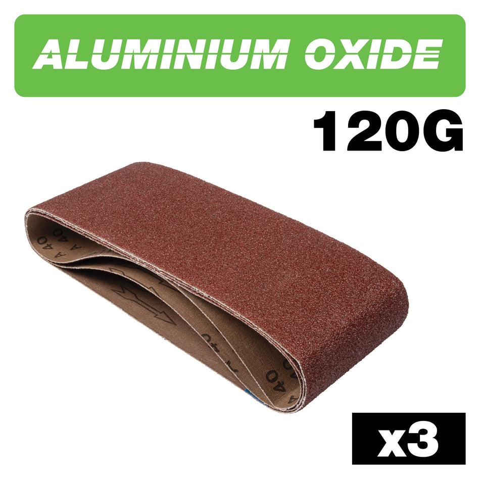 Trend Tools AB/B100/120A Aluminium Oxide Sanding Belt 120 Grit 100Mm X 610Mm 3Pc