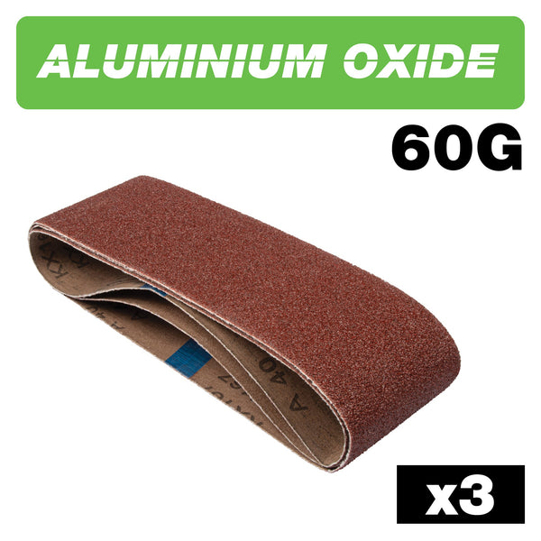 Trend Tools AB/B75A/60A Aluminium Oxide Sanding Belt 60 Grit 75Mm X 533Mm 3Pc