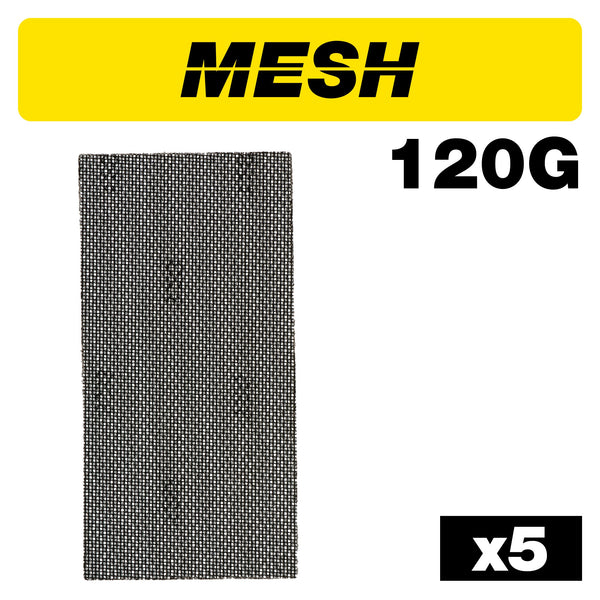 Trend Tools AB/HLF/120M Mesh 1/2 Sanding Sheet 5Pc 115Mm X 230Mm 120 Grit