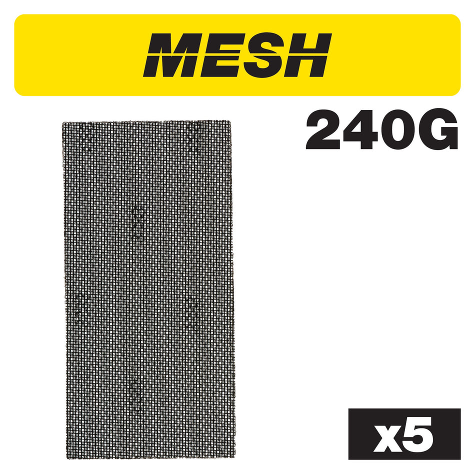 Trend Tools AB/HLF/240M Mesh 1/2 Sanding Sheet 5Pc 115Mm X 230Mm 240 Grit