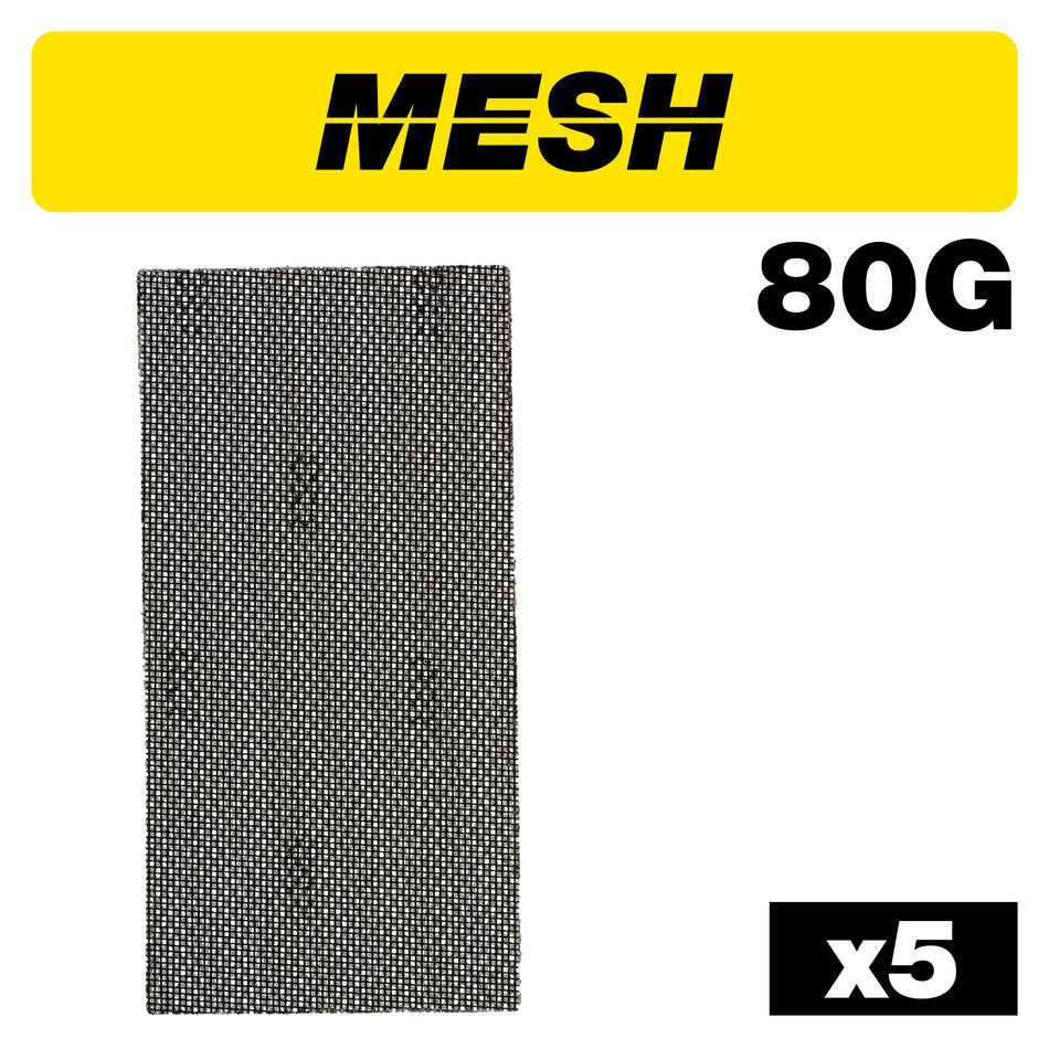 Trend Tools AB/HLF/80M Mesh 1/2 Sanding Sheet 5Pc 115Mm X 230Mm 80 Grit