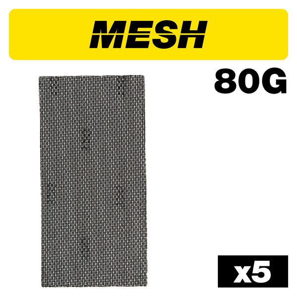 Trend Tools AB/HLF/80M Mesh 1/2 Sanding Sheet 5Pc 115Mm X 230Mm 80 Grit