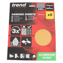 Trend Tools AB/S230/240A 230 X 280Mm 240 Grit Aluminium Oxide Sanding Sheets, 5 Pack