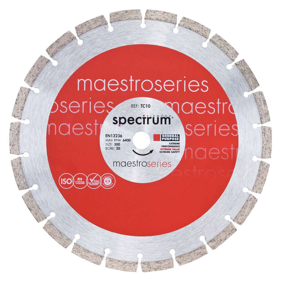 OX Tools OX-TC10-300/20 Spectrum Maestro 10mm General Purpose Diamond Blade - 300/20mm