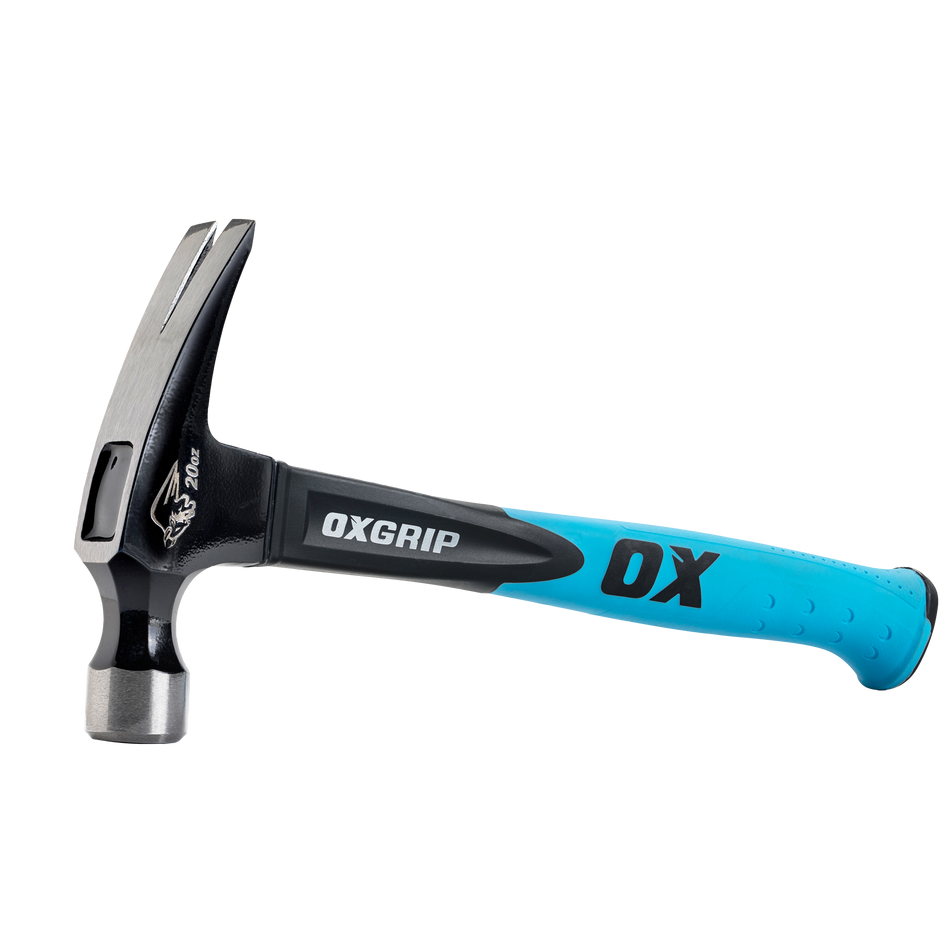 OX Tools OX-T081220 Fiberglass Handle Curved Claw Hammer - 20 Oz