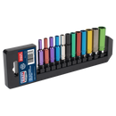 Sealey AK282D 12pc 1/4"Sq Drive Deep Multi-Coloured Socket Set