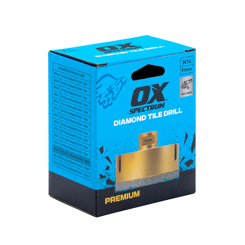 Premium M14 Dry Cut Diamond Tile Drill - 91mm