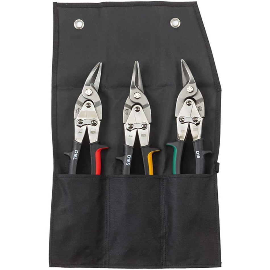 Bessey DSET16 Aviation snips-Set of 3 Left, Right and Straight in pouch, BE770016