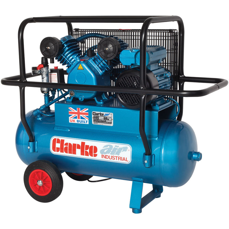 Clarke 2092802 XEPVH16/50 (O/L) 14cfm 50 Litre 3HP Portable Industrial Air Compressor with Cage (230V)