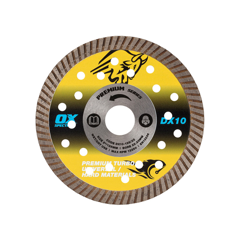 OX Tools OX-DX10-125/22 Spectrum Plus Diamond Blade - Universal/Hard - 125/22.23mm