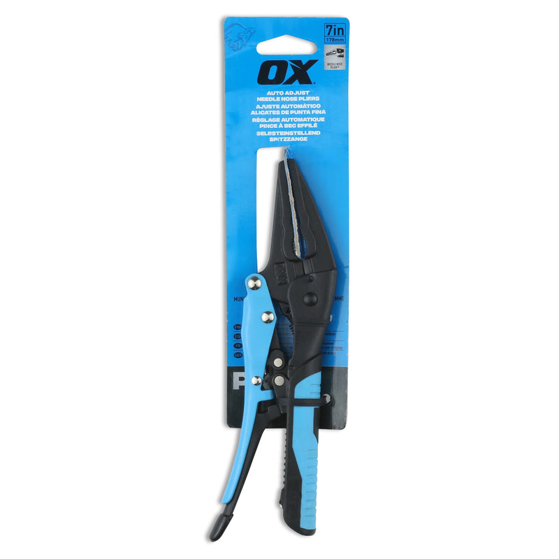 OX Hand Tools P327202 Auto Adjust 7-Inch Needle Nose Pliers - Gripped