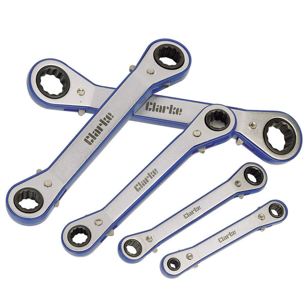 Clarke 1700440 PRO40 5 piece 1/4" - 7/8" Angle Head Ratchet Ring Spanner Set