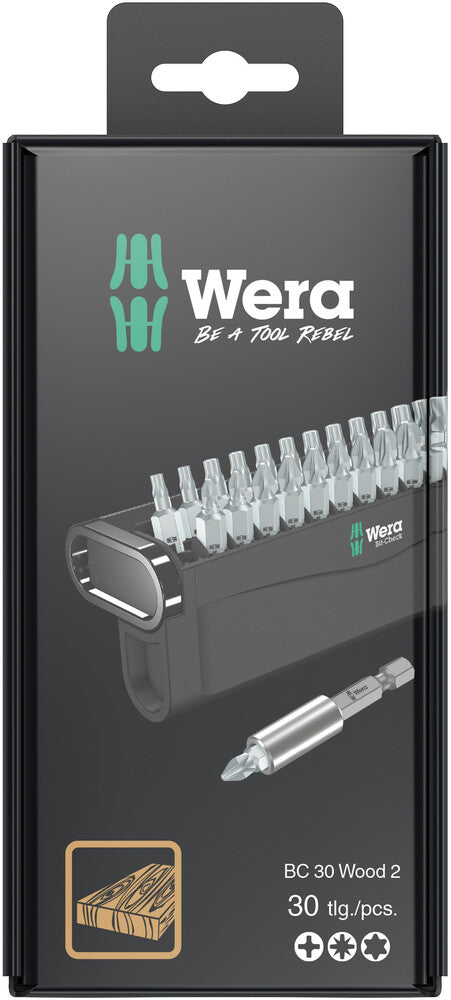 Wera 05057438001 Bit-Check 30 Wood 2 SB, 30 pieces