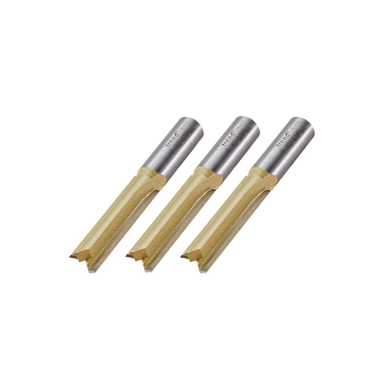 Trend Tools BR01/3 Trend 1/2" Tct Two Flute Straight Worktop Router Cutter 12.7Mm X 50Mm, 3 Pack