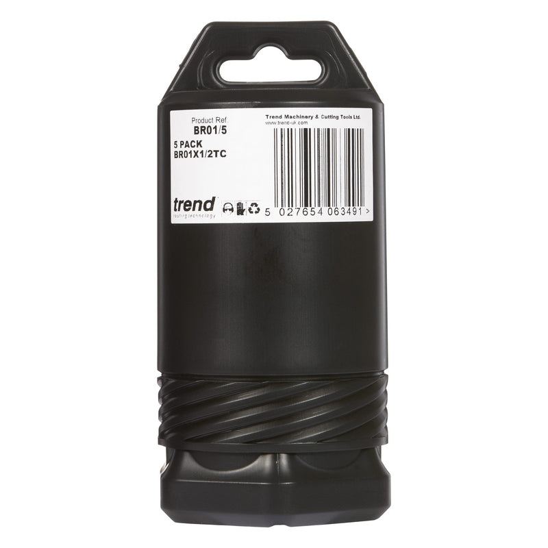 Trend Tools BR01/5 Trend 1/2" Tct Two Flute Straight Worktop Router Cutter 12.7Mm X 50Mm, 5 Pack