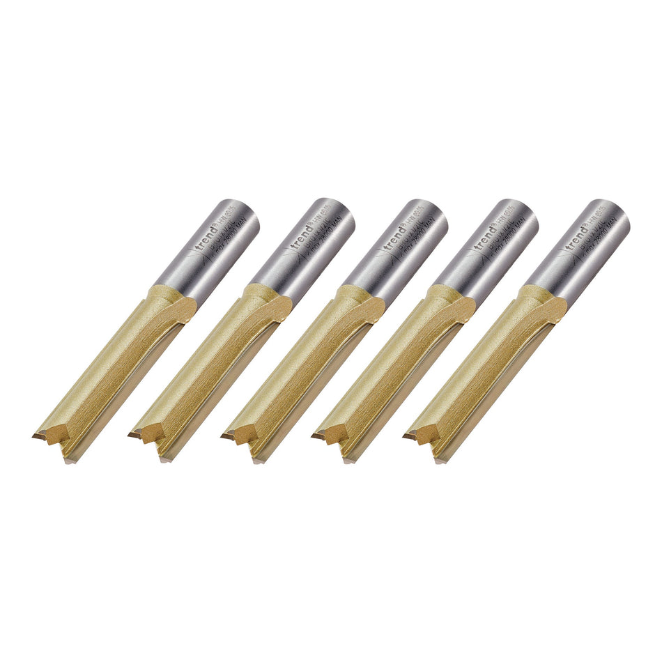 Trend Tools BR01/5 Trend 1/2" Tct Two Flute Straight Worktop Router Cutter 12.7Mm X 50Mm, 5 Pack