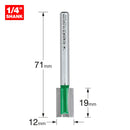 Trend Tools C019AX1/4TC Trend Craft Pro 12Mm X 19Mm 1/4In Shank Router Cutter Bit For Use With Trend Hinge Jigs