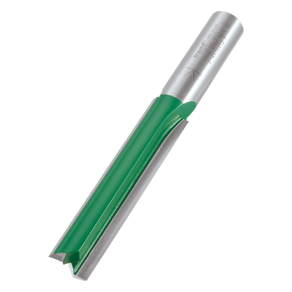 Trend Tools C023DX1/2TC Trend Craftpro 1/2In Shank Two Flute Straight Router Cutter Bit 14Mm Dia X 70Mm Cut Depth